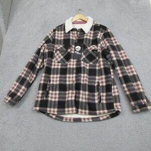 Black Sheep Sherpa Lined Jacket Mens XL‎ Black Cream Plaid Shacket Warm LFJ506